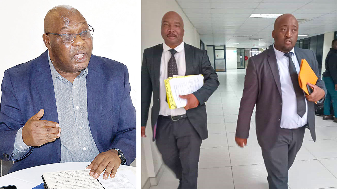 Government says the E1.2 million Alpheous Nxumalo rejected is similar to the amount he would have earned had he exhausted his contract. Nxumalo’s attorney, Khumbulani Msibi (L) and Senior Crown Counsel Henry Sibandze, before the start of the matter. (File pics)